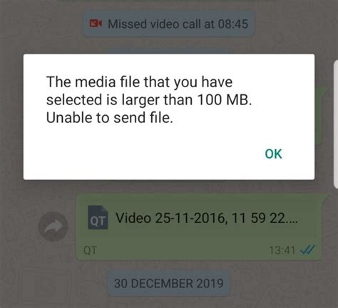 Whatsapp video size limit - Go to whatsapp r/whatsapp • by Maj_Karma. View community ranking In the Top 5% of largest communities on Reddit. WhatsApp video size . WhatsApp has a limit of of 16 MB for files shared on it. Recently I've seen people sharing video files larger than 16 MB. However I can't upload any ...